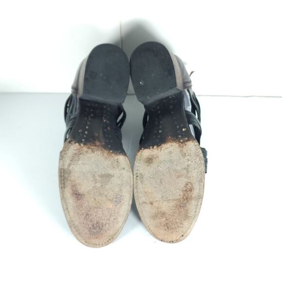 FREEBIRD BY STEVEN Women's Arrow US9 Black Distressed Leather Strappy Sandals - Picture 11 of 16